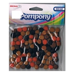Pompony 1cm , BRĄZOWE MIX  / 100szt / POM31